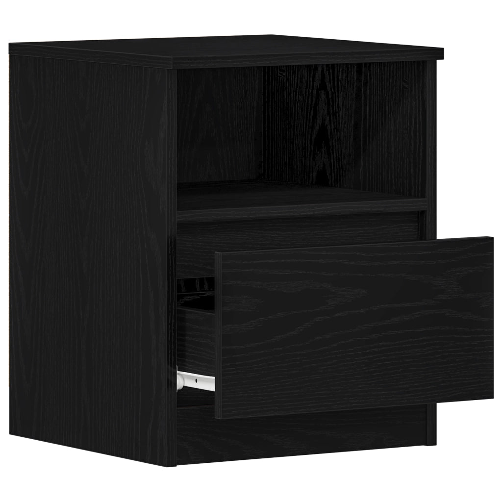 Comodino Nero Rovere 40x40x50 cm in Legno Ingegnerizzato