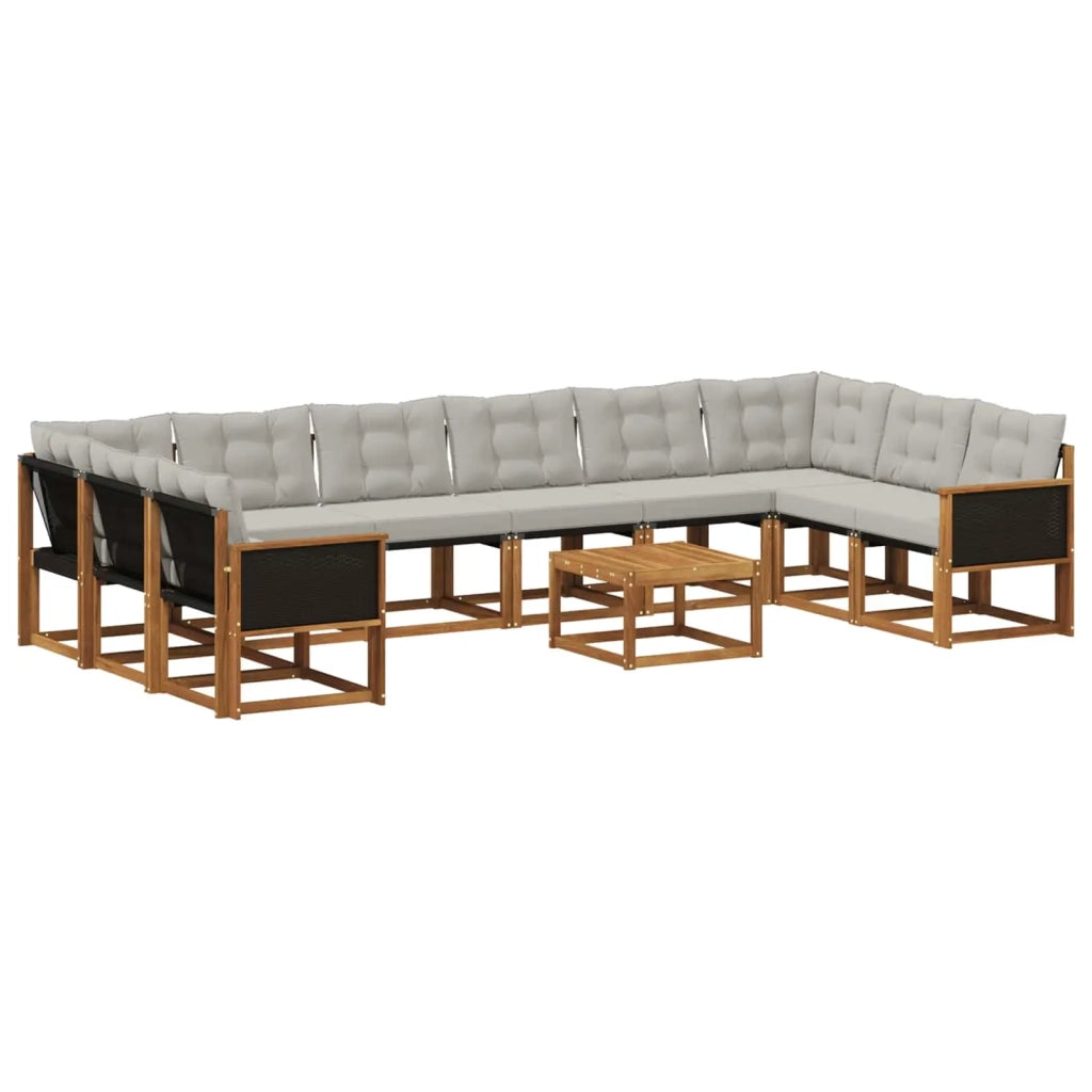 Set di divani da esterno 11 pz Naturale e Grigio chiaro 3382247