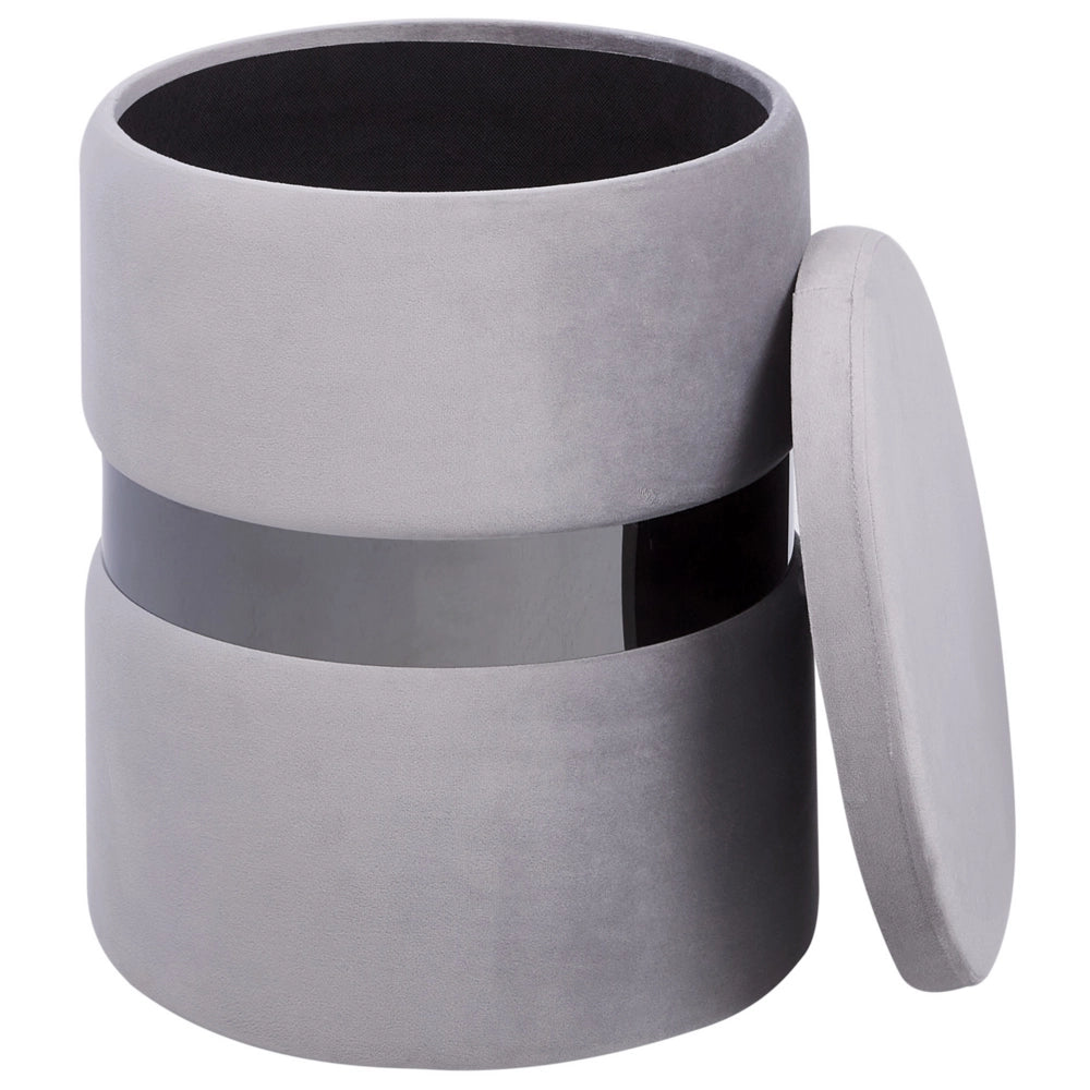 Set di 2 pouf contenitivi Poggiapiedi con rivestimento in velluto di poliestere Grigio Stile Glam