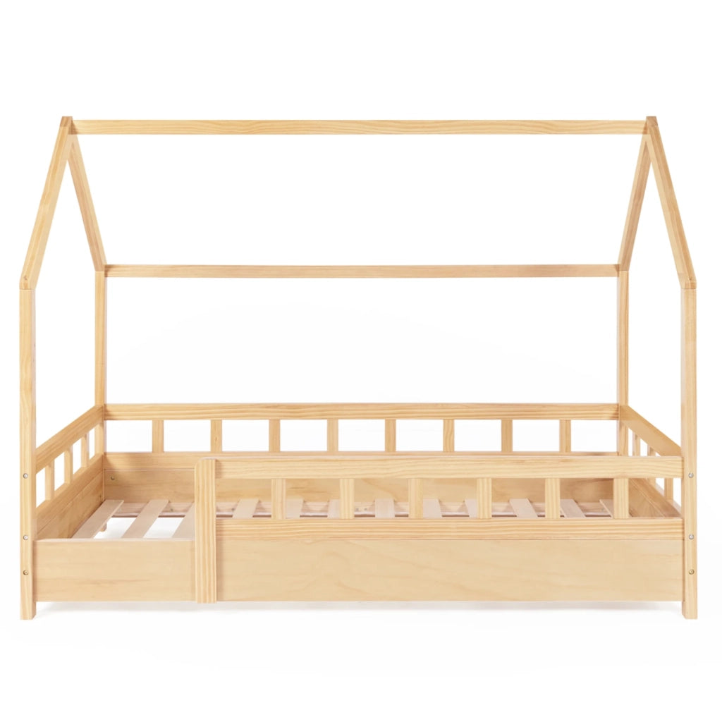IDMarket - Letto a capanna per bambini 80 x 160 CM in legno con base e sponde NEREE