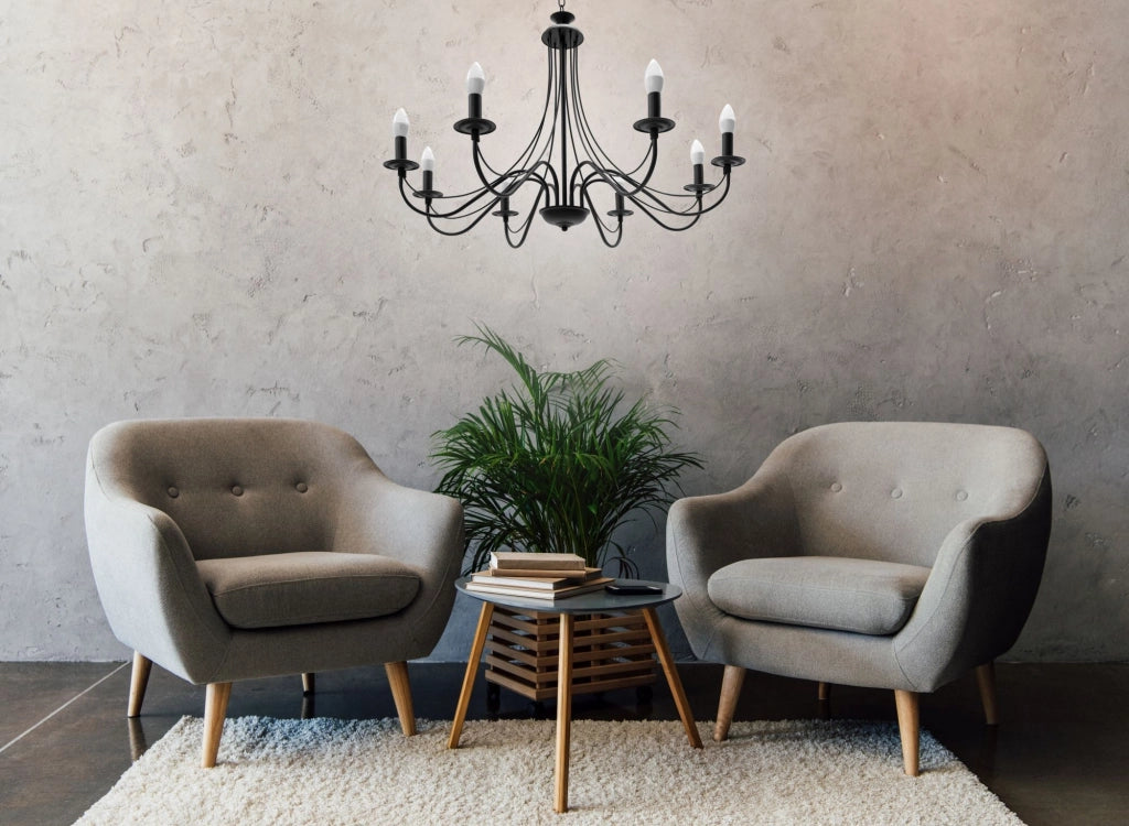 Lampada Da Soffitto Pensile Rustica APP648-8CP Nera