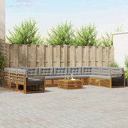 Set divani con cuscino 11 pcs Grigio Naturale e Chiaro