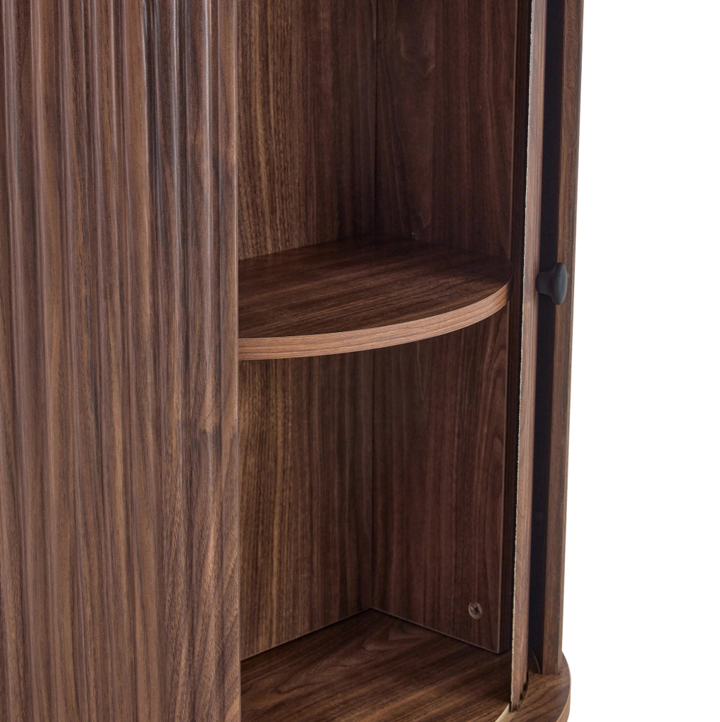 Tavolo rotondo 115x115x74 cm con spazio contenitore in MDF; colore noce