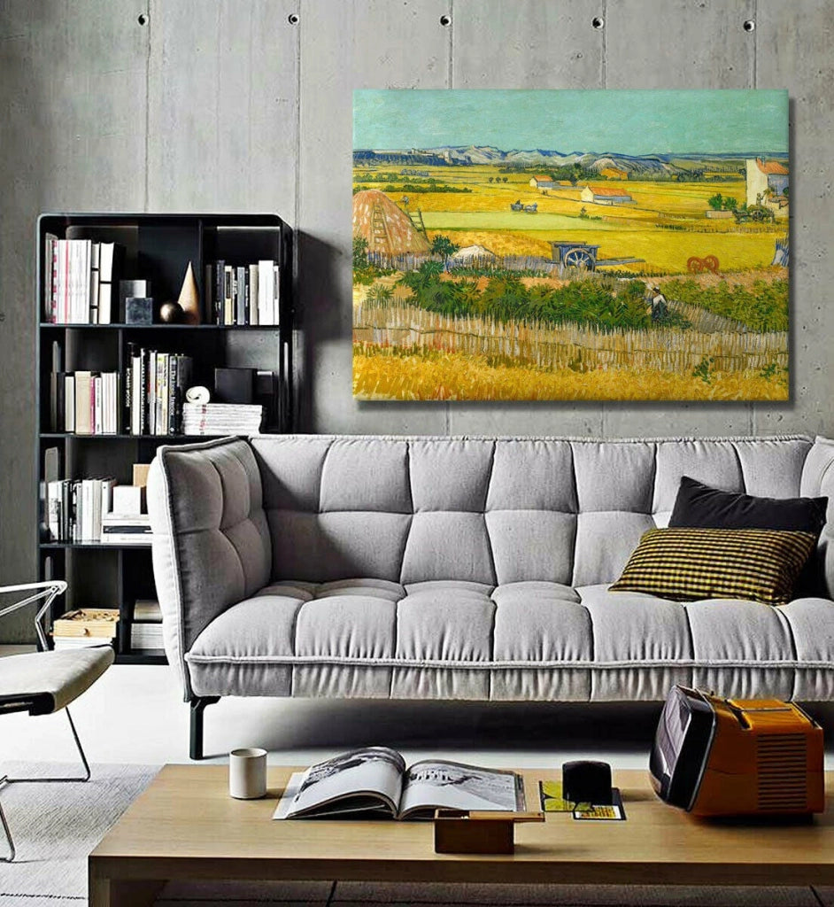 Quadro Canvas su telaio in legno Paesaggio con Carro Blu - Van Gogh Misura: 70X50 cm