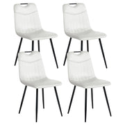 Set di 4 sedie da pranzo in velluto con gambe nere in ferro verniciato a polvere bianco sporco stile moderno