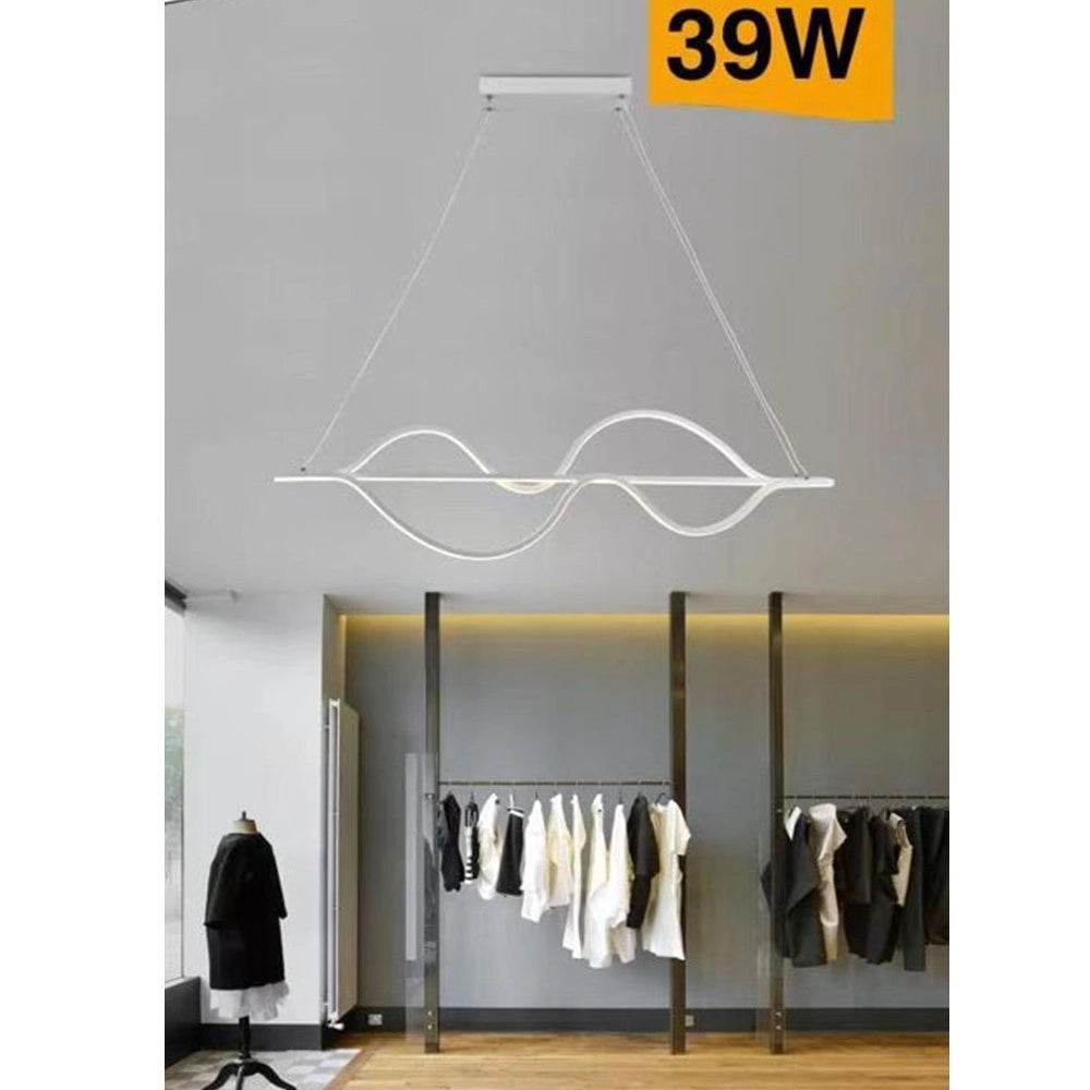 Trade Shop - Lampadario Led A Sospensione 39 Watt Moderno Onde Luce 6500k 4000k 3000k B64-b - -bianco Caldo      -