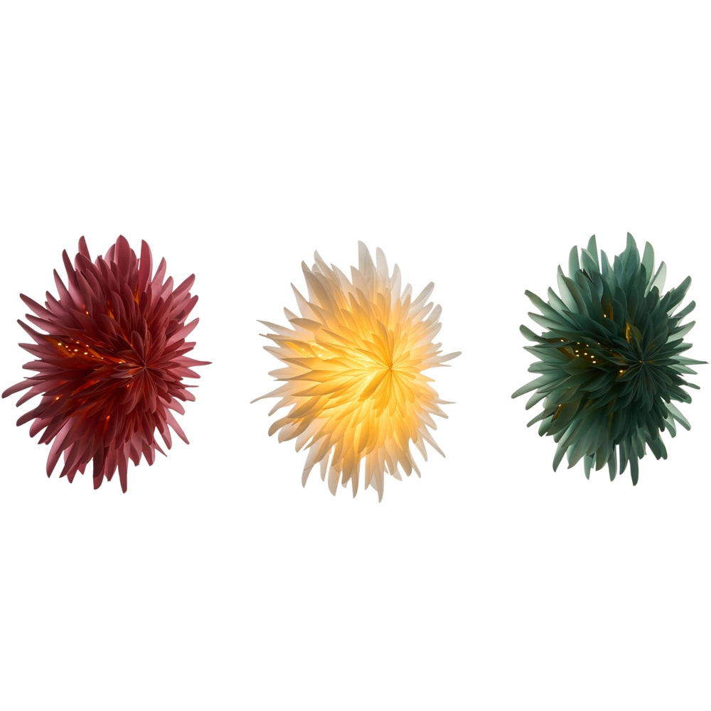 Set di 3 stelle sospese multicolori in carta 3D con luci LED