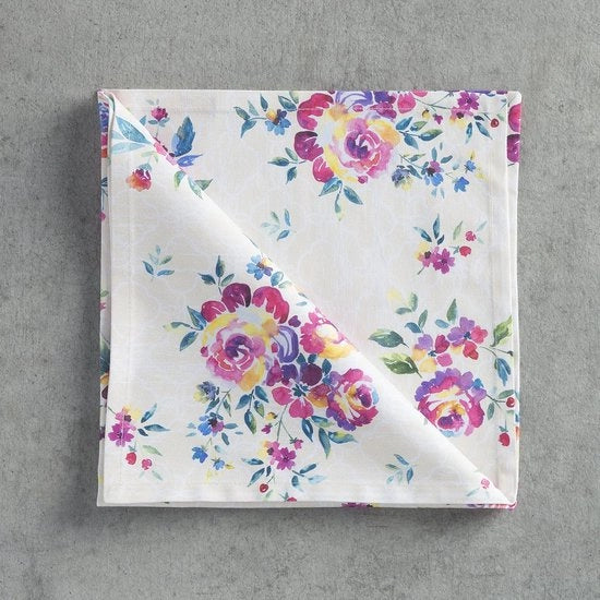 Serviette decorative, 100% cotone, 45 cm x 45 cm, lavabile, set da 4, per pasti, feste, ricevimenti e matrimoni, Giardino di Rosa - primavera/estate