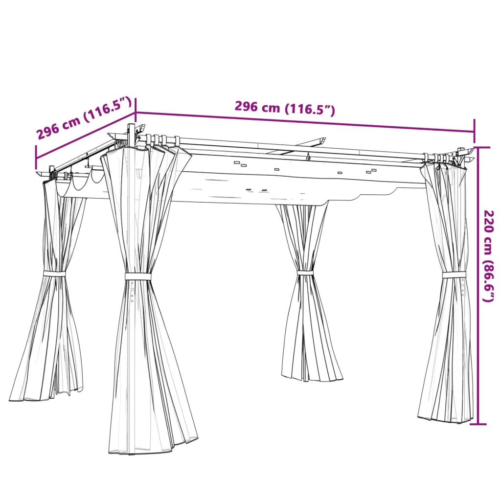vidaXL Gazebo con Tende Crema 3x3 m in Acciaio