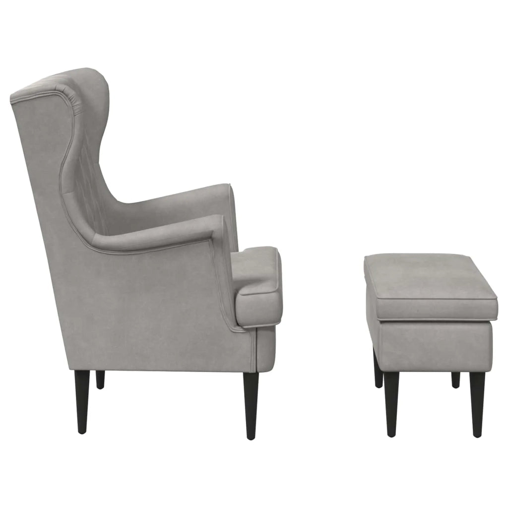 Poltrona con Ottomano 2 pz Grigio Chiaro Velluto 3418820