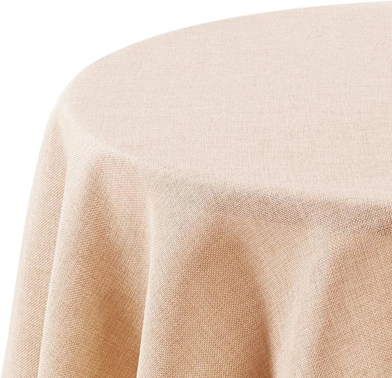 Tavolino con tovaglia idrorepellente effetto loto, aspetto lino, tovaglia da tavolo lavabile, rotonda, 140cm, morbida rosa, 1 pezzo