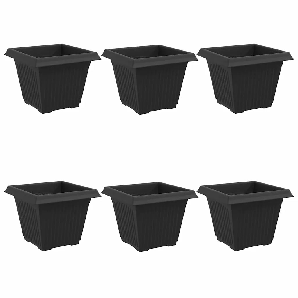 Vaso quadrato per fiori 6 pcs Nero 38 x 38 x 30 cm Plastica 42020339