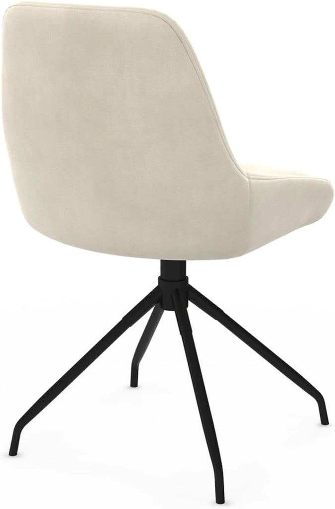 Set di 4 sedie girevoli in velluto beige THALYA con braccioli