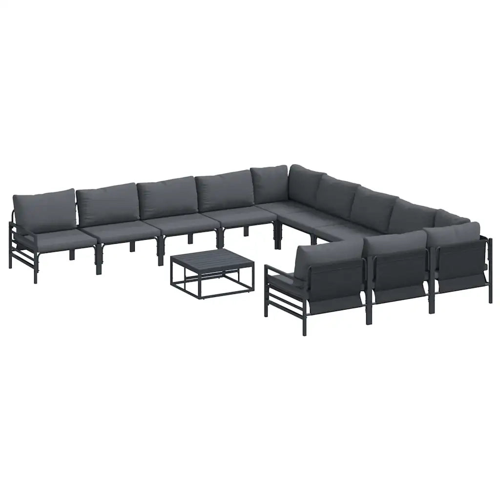 Set Divano da Giardino con cuscino 12 pcs Nero Acciaio 3379025