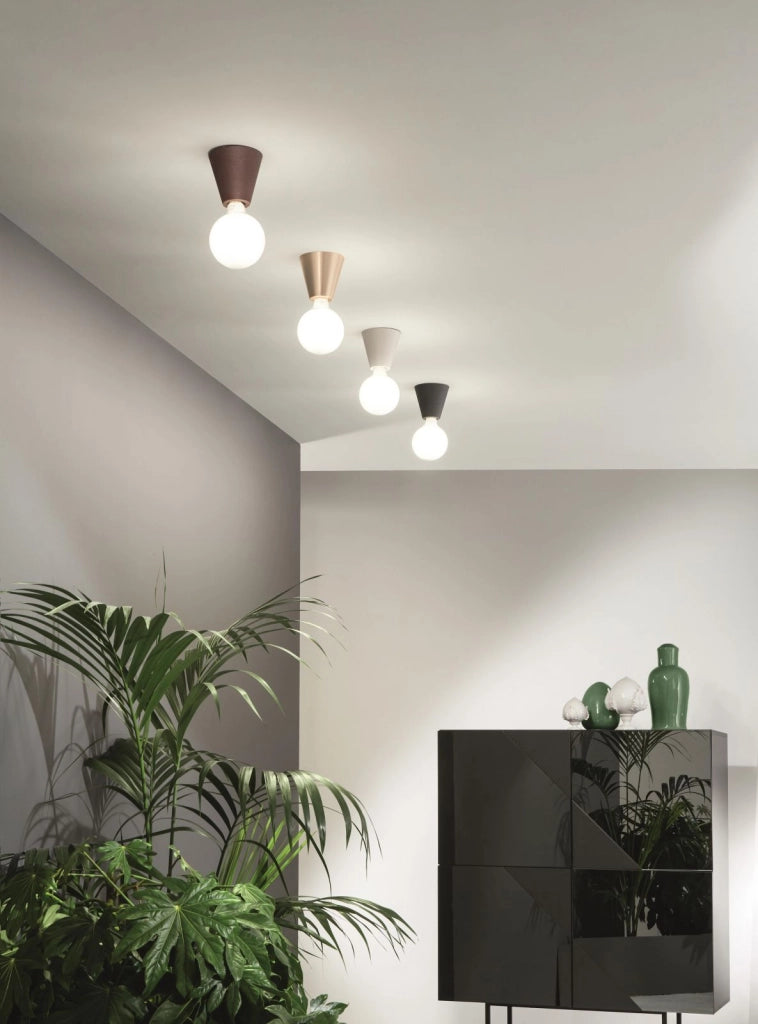 PLAFONIERA FOG 1 LUCE ATTACCO E27 CORTEN IN ALLUMINIO SENZA LAMPADINA