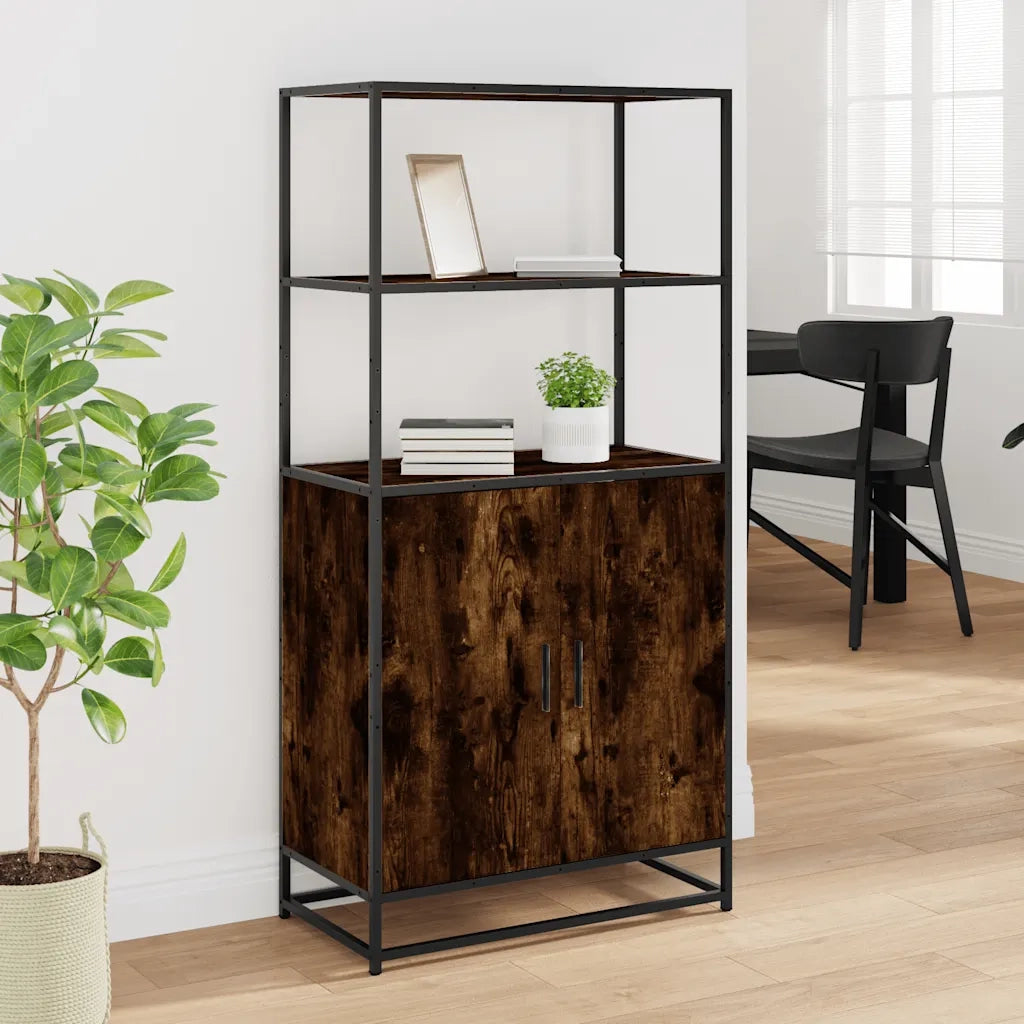 Credenza Rovere Fumo 68x35x139 cm Legno Multistrato Metallo 849051