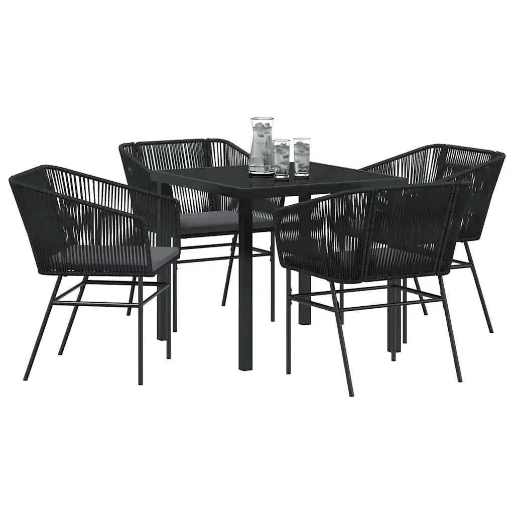 Set da Pranzo per Giardino con cuscino 5 pcs Nero 3380919