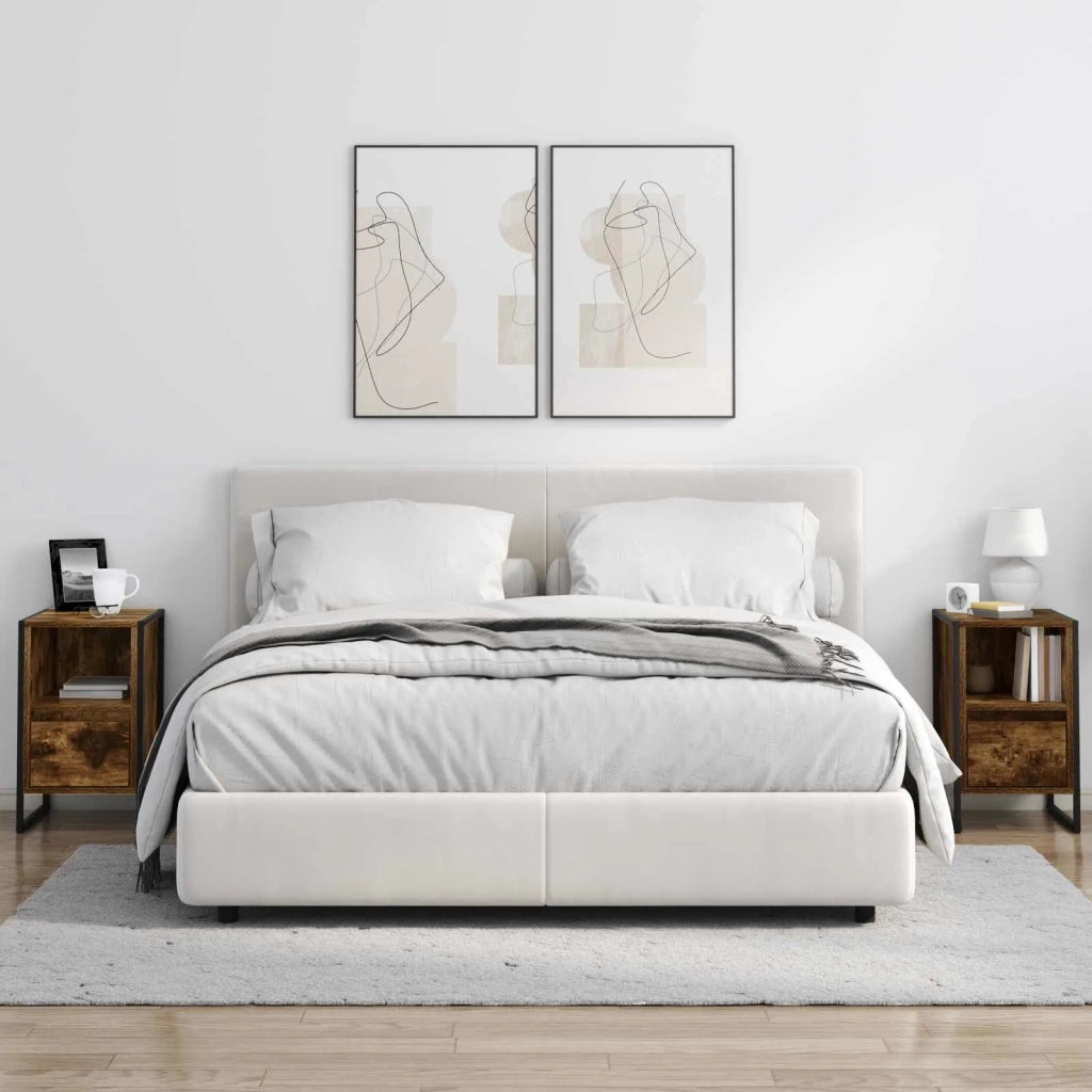 Comodino con cassetto 2 pcs Quercia Fumosa 39,5 x 30 x 50 cm
