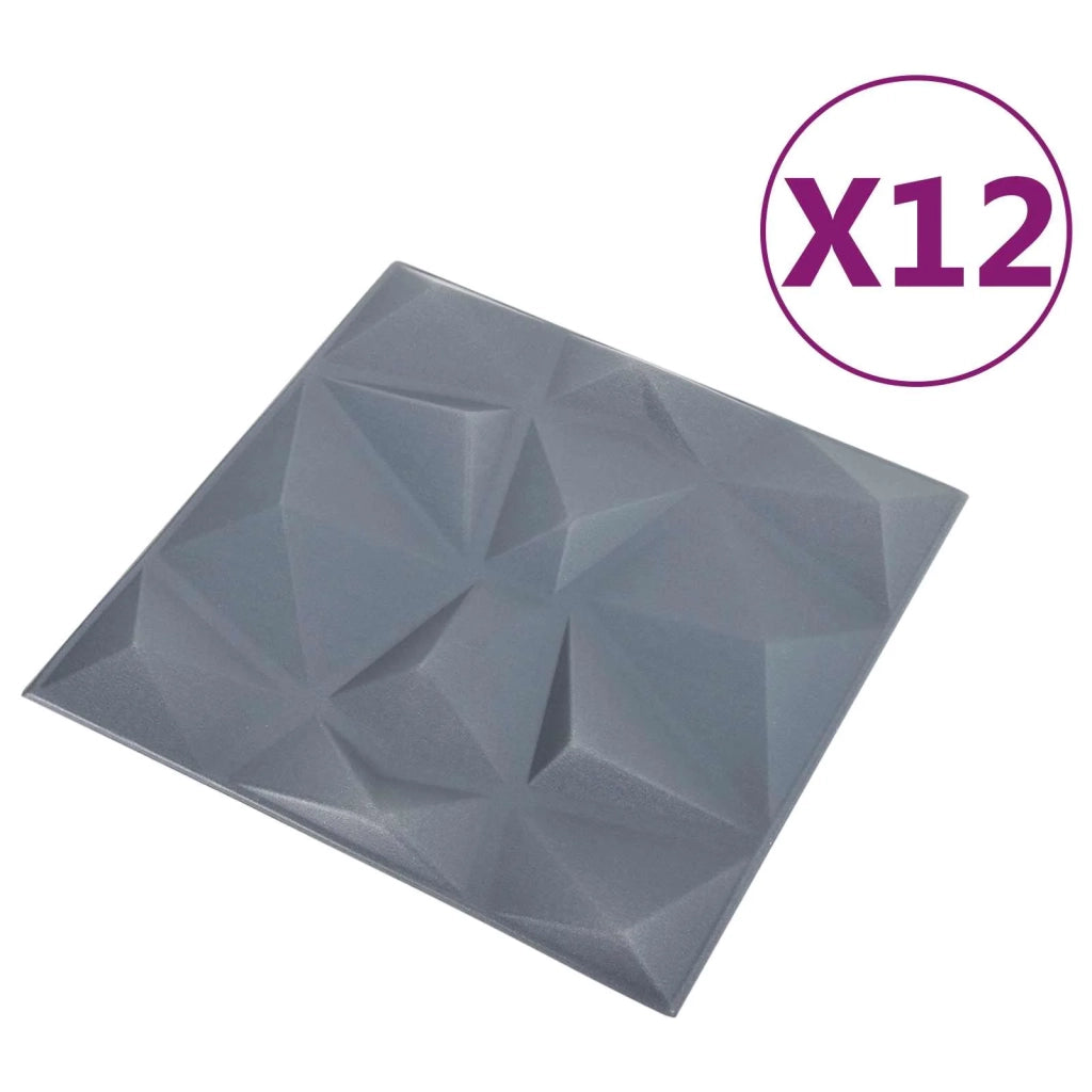 Pannelli da parete 12 pz Grigio Diamante 50 x 50 cm CFW3333534
