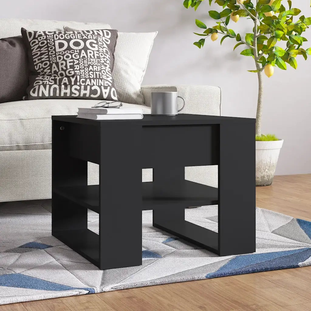 Tavolino da Salotto-Tavolino da soggiorno-Tavolo Nero 55,5x55x45 cm in Legno Multistrato