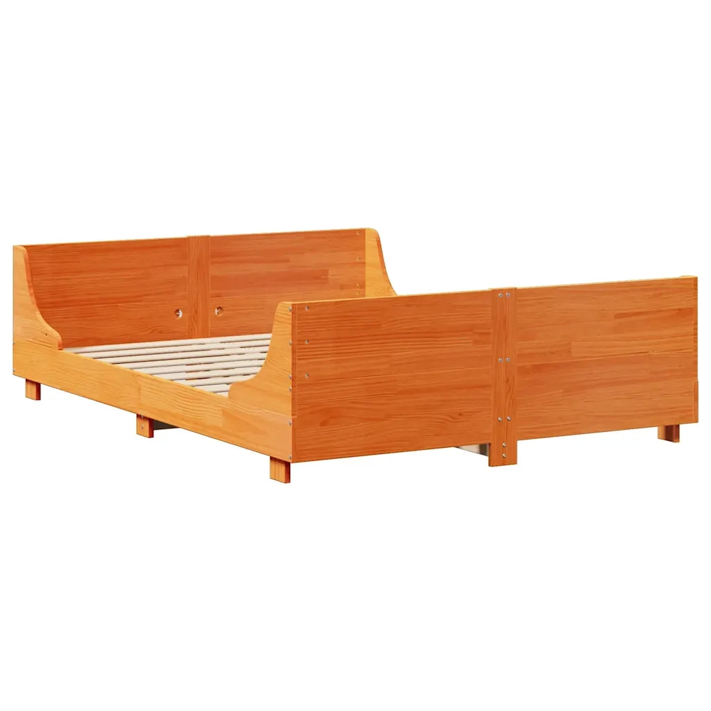 Letto senza Materasso Marrone Cera 140x190 cm in Legno di Pino 3323775