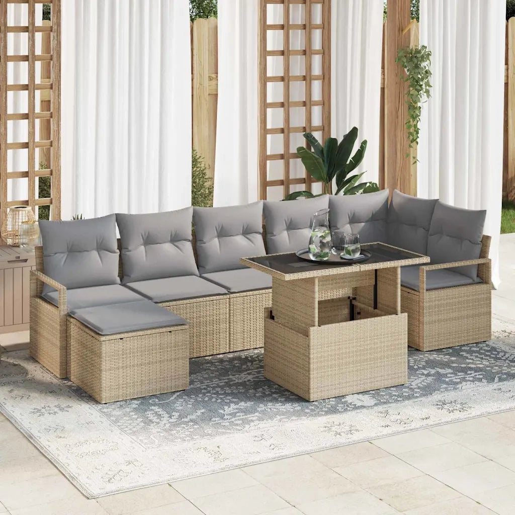 Set Divano da Giardino con cuscino 8 pcs beige e grigio chiaro 3348866