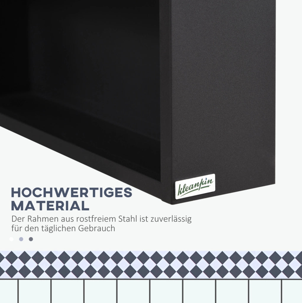 Armadietto bagno sospeso con specchio in acciaio inox nero