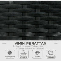 Set da Giardino 4Pezzi in Rattan con 2 Sedie, Poltrona da Giardino a 2 Posti e Tavolino Basso