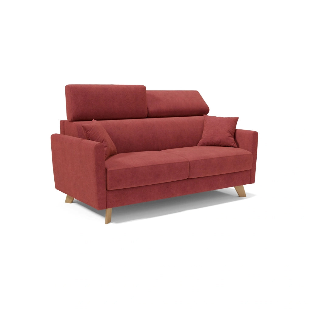 Francy Divano letto matrimoniale con poggiatesta regolabili in tessuto impermeabile e smacchiabile T17 160 cm (mat. 120x197) rosso