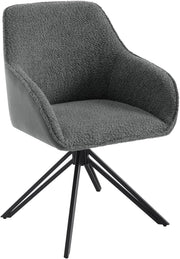 Sedia Sala da Pranzo, Sedie Cucina, Sedia Ufficio, Sedia da Pranzo Girevole Ergonomiche Moderne, Seduta in Tessuto Bouclé e Velluto a Coste, Grigio Scuro, EZS11dgr-1