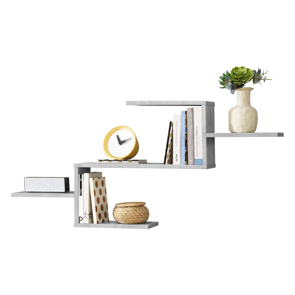 Mensola da Parete / da Muro in Design Moderno 104 x 14,5 x 49,5 cm Scaffale Pensile con 5 Ripiani Portaoggetti Libreria - Effetto Cemento