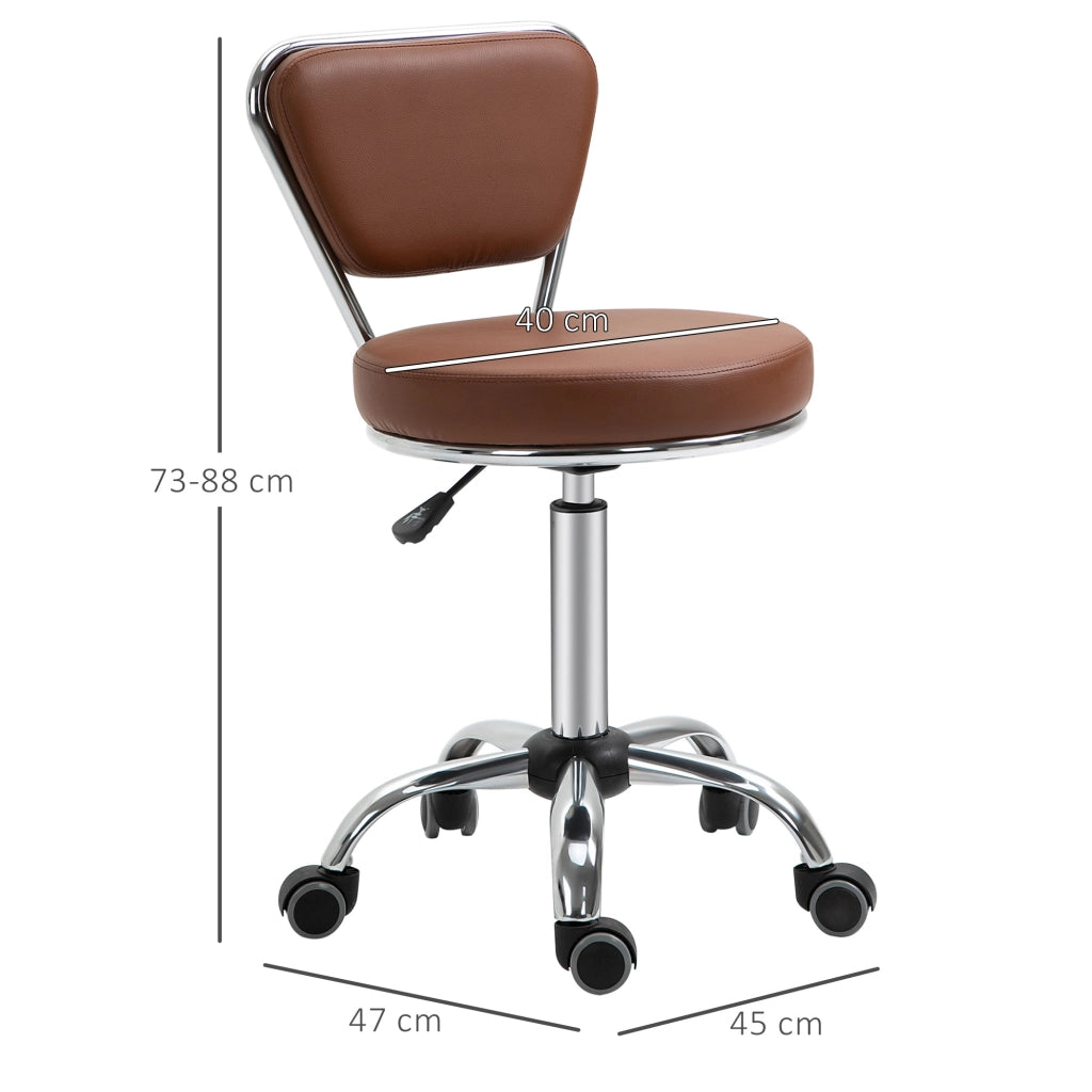 Sgabello da Massaggio Vintage ¨C Minimal ¨C Marrone, Metallo Cromato, 49-64 cm
