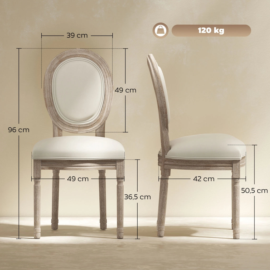 Set di 2 Sedie da Pranzo ¨C zephmum ¨C Legno Massello Stile Retr¨° Beige