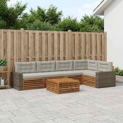 Set di divani da esterno 6 pz Naturale e Grigio Chiaro 3383399