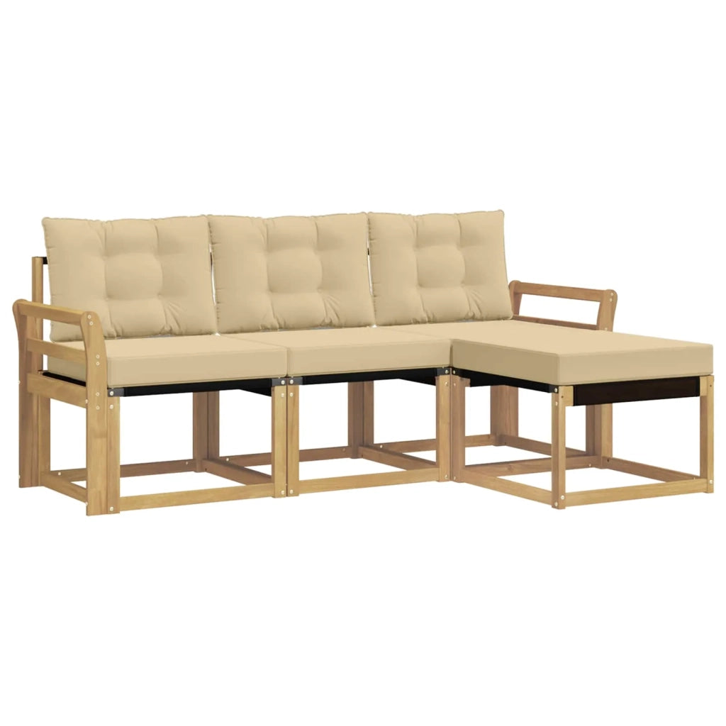Set di divani da esterno 4 pz Bianco e Beige 3389359