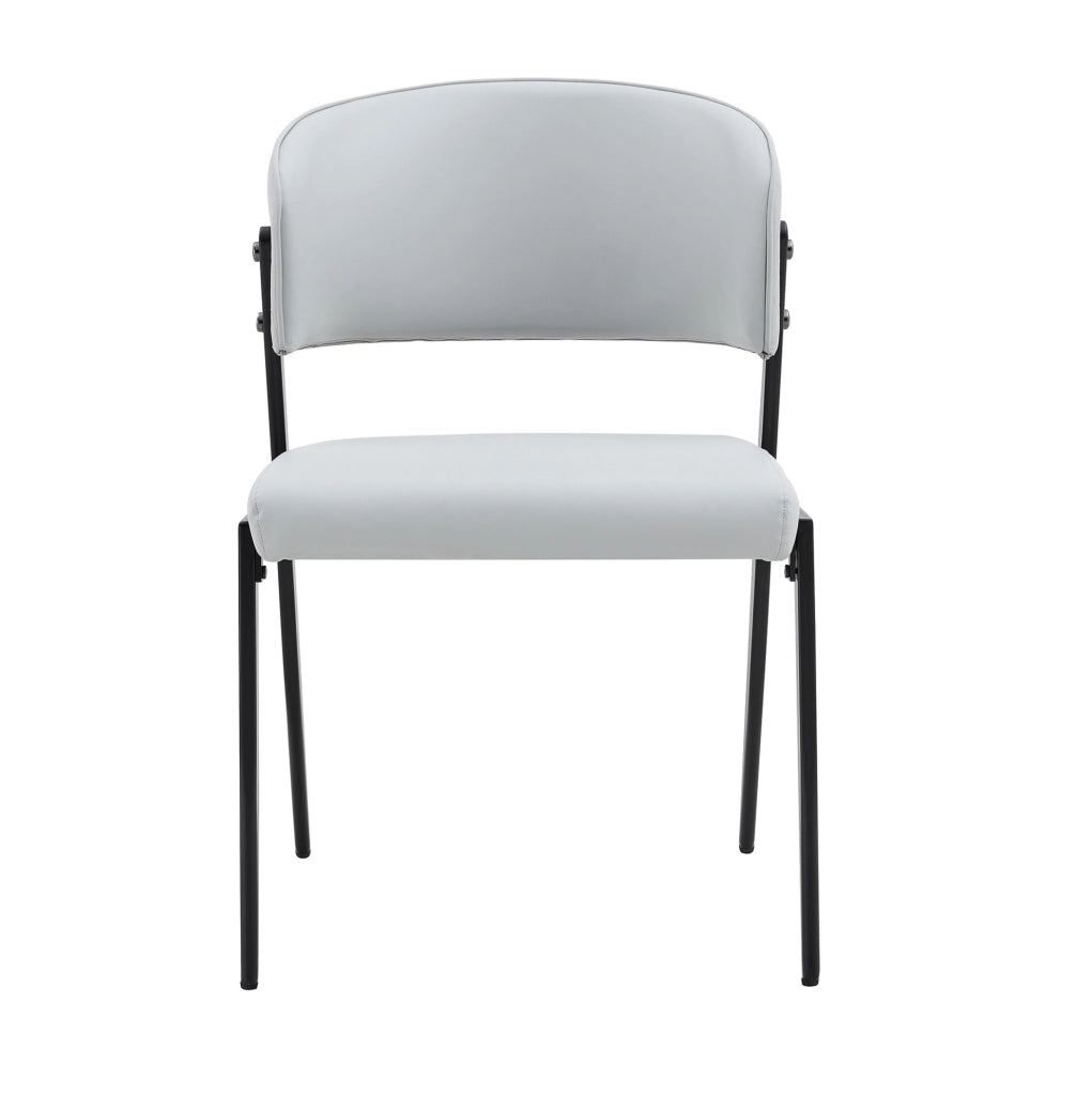 Set di 2 sedie da pranzo con schienale curvo e protezioni antiscivolo in PU grigio chiaro