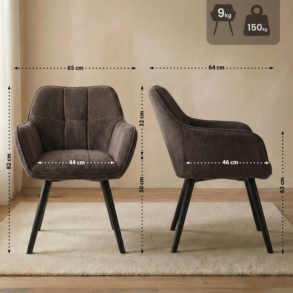 Sedia per sala da pranzo Vienna Cord nera 1