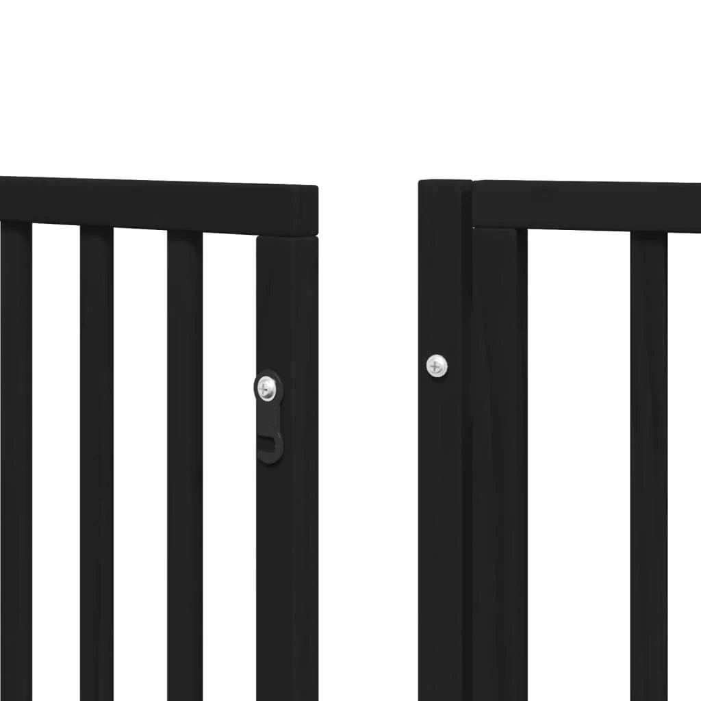 Cancelletto di sicurezza per cani porta pieghevole 10 pannelli legno di pioppo nero 02_0023118