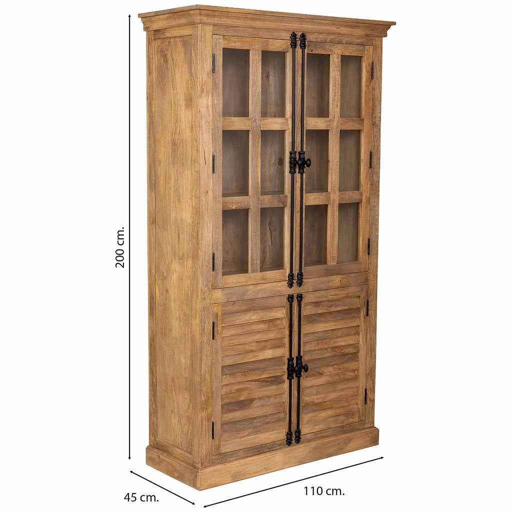 Vetrina in legno con 4 ante marroni, 110x45x200 cm