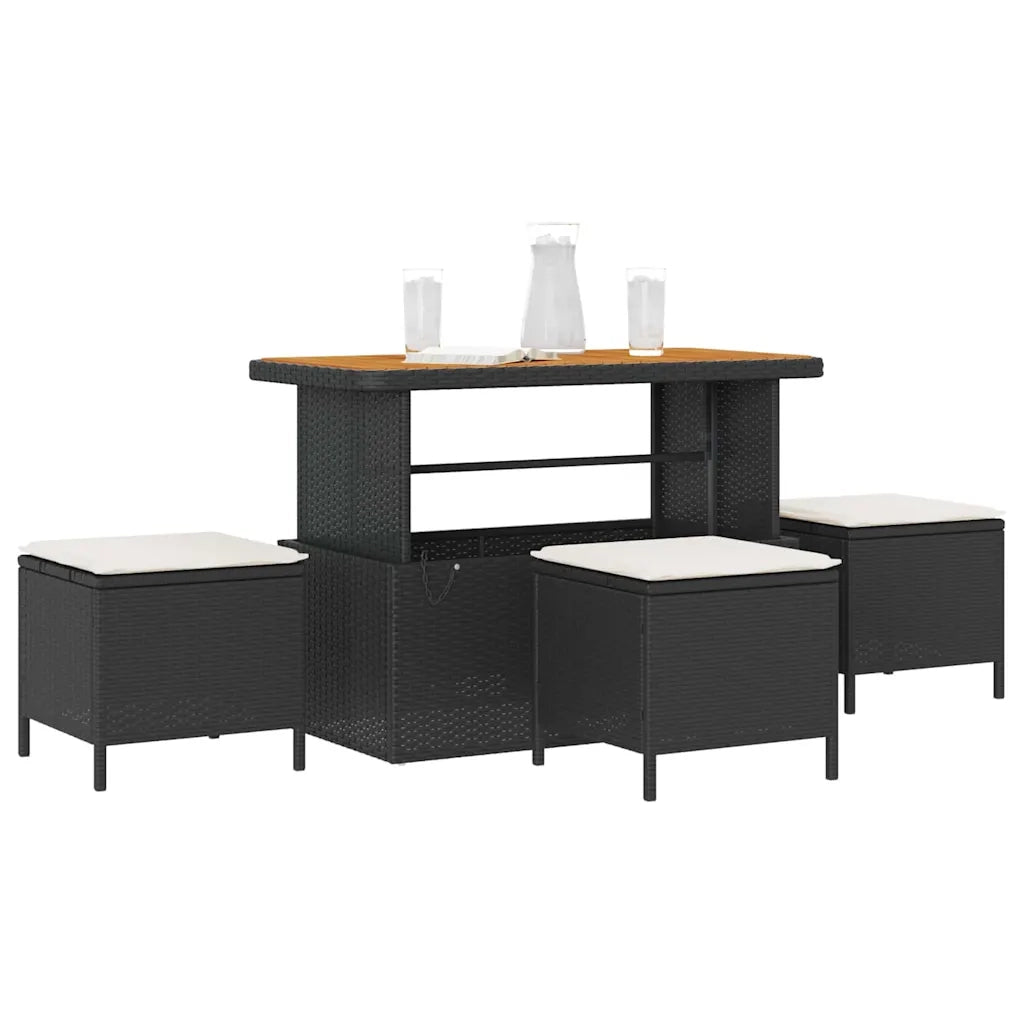 Set da Pranzo per Giardino Nero polyrattan 42007922