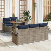 Set Divano da Giardino con cuscino 6 pcs grigio e blu navy 3349275
