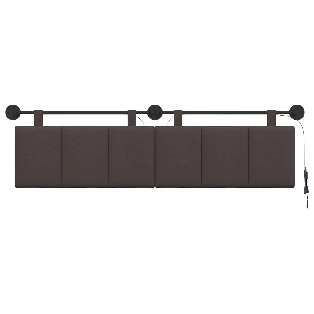 Testiera sospesa Con luce LED Marrone Scuro Tessuto