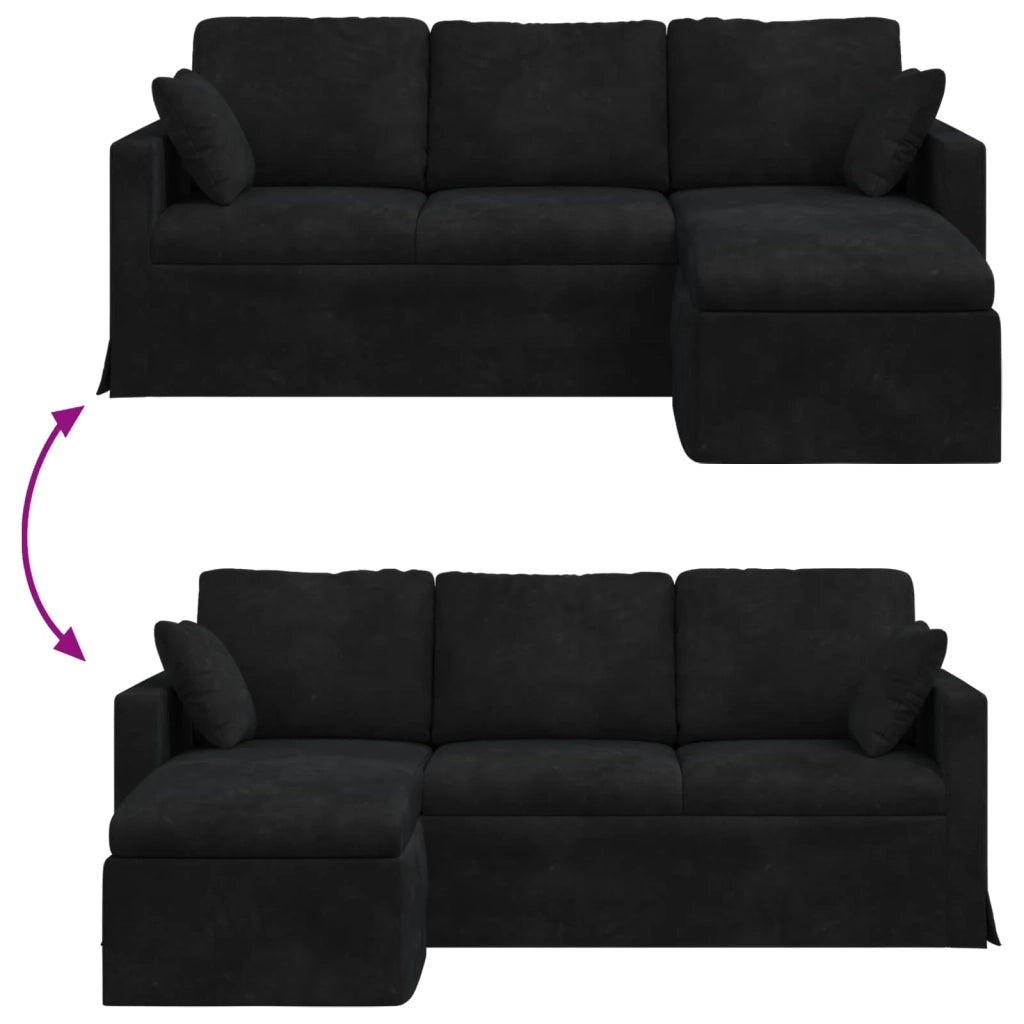 Divano Nero 198 x 134 x 80 cm Velluto 42024464