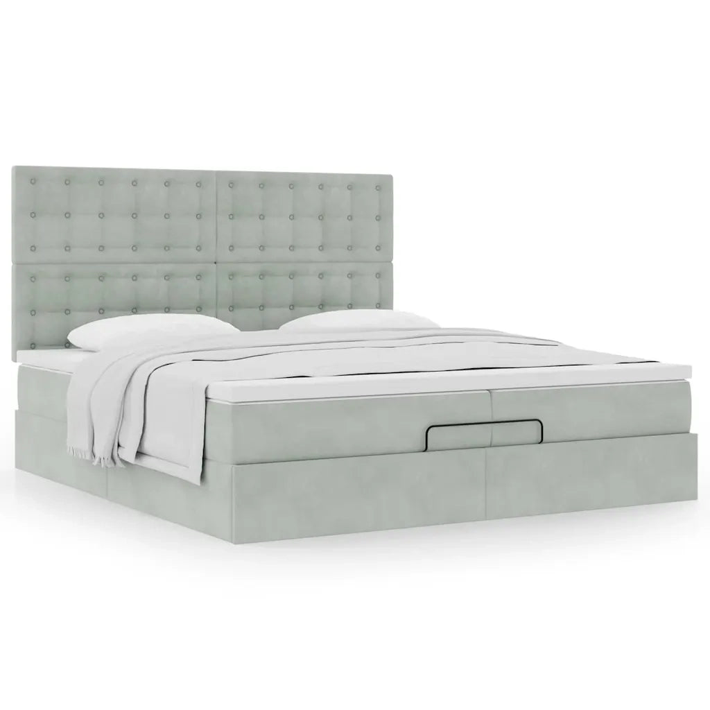 Struttura Letto Pouf con Materassi 200x200 cm Velluto
