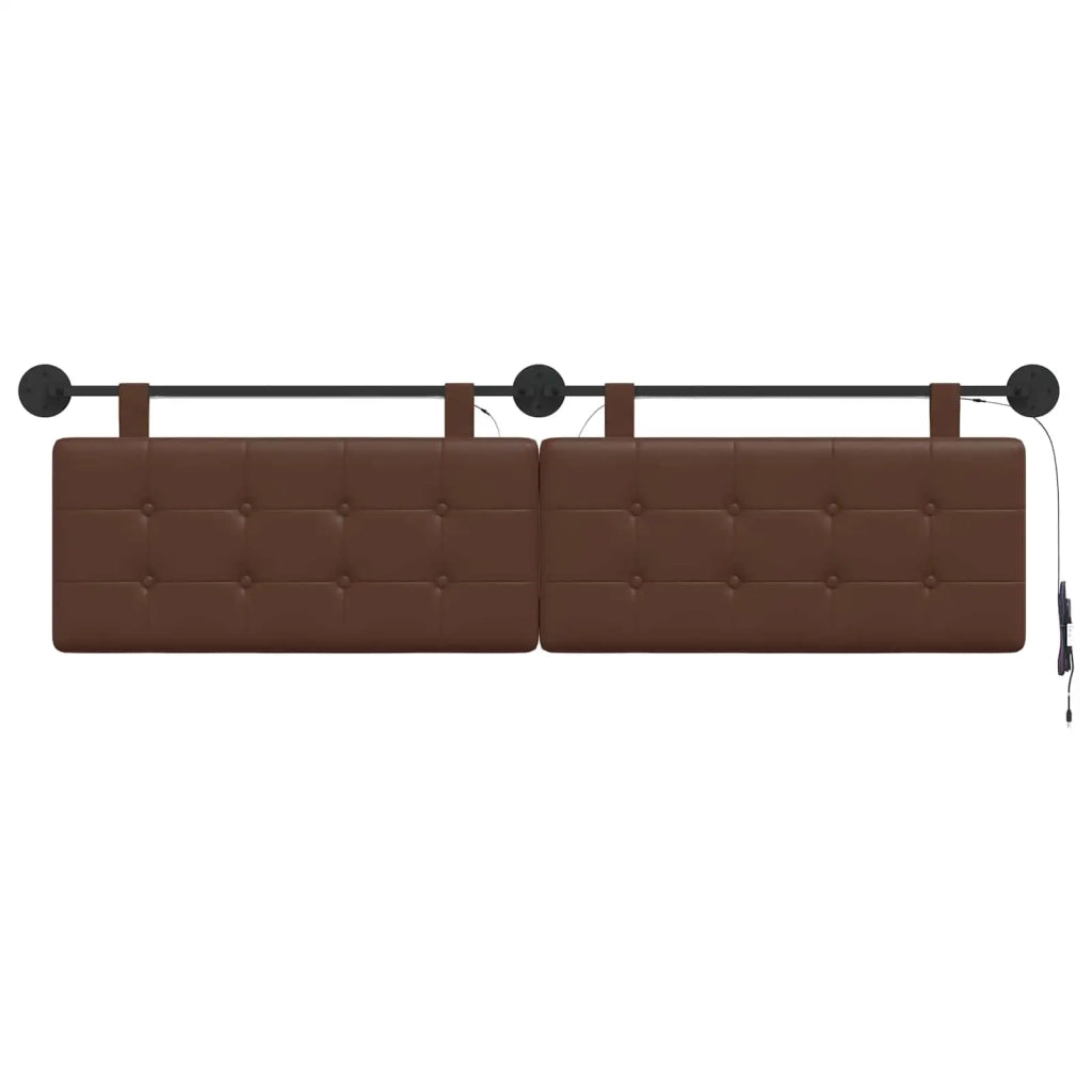 Testiera sospesa Con luce LED Marrone Similpelle