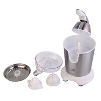 SOGO Spremiagrumi Elettrico con Leva – 160W – Acciaio Inox, 2 Coni, Beccuccio Anti-Goccia, Silenzioso, Facile da Pulire, Avvio Automatico