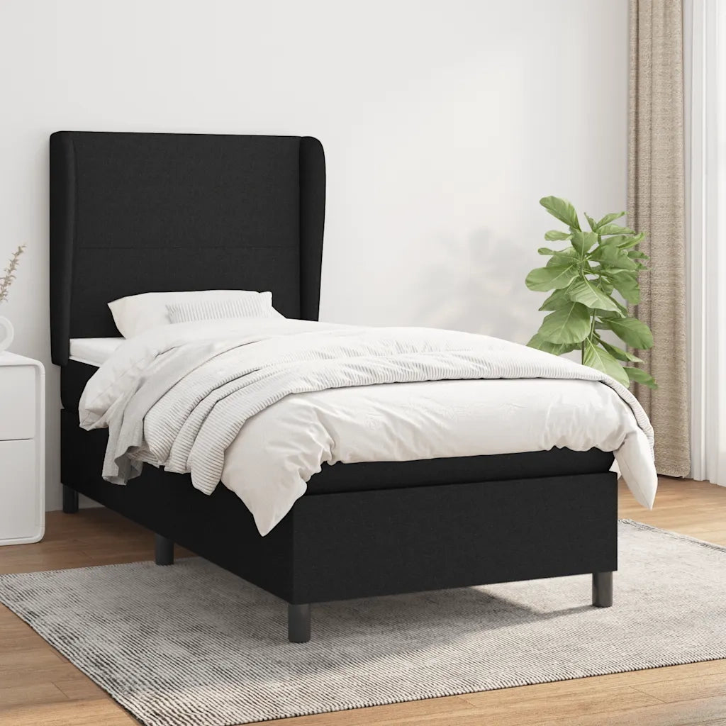Giroletto a Molle con Materasso-Struttura Letto Nero 80x200 cm inTessuto 803059