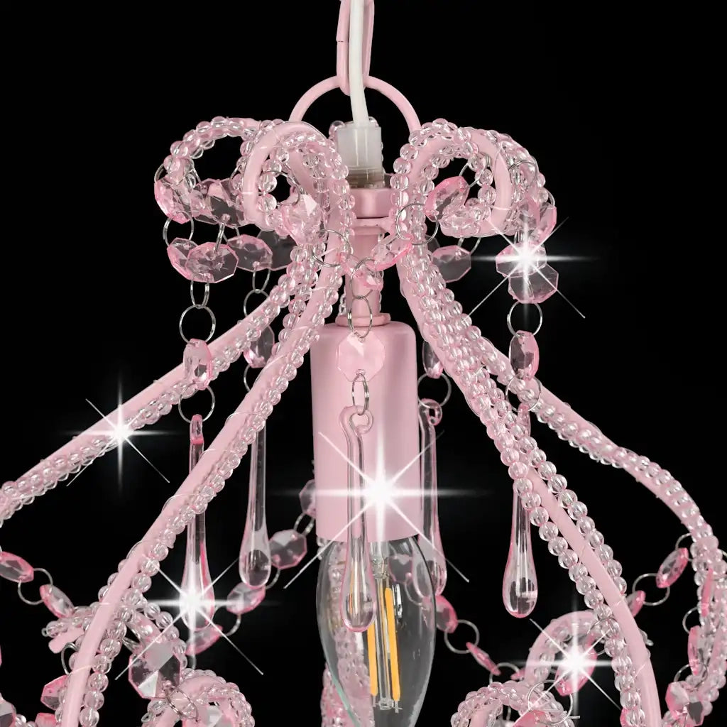 Lampadario con Perle Rosa Rotondo E14 CFW9223634