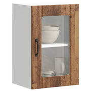 Pensile da Cucina con Porta in Vetro-Mobile Cucina da Parete Lucca Legno Antico