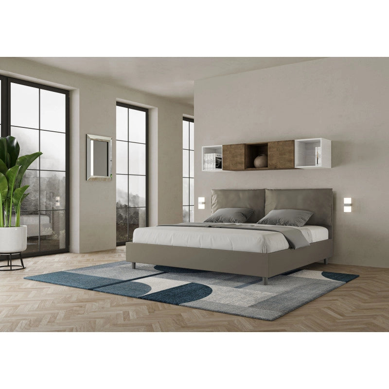 Letto imbottito Matrimoniale 200x200 cm Large - Similpelle,Senza rete,Cappuccino